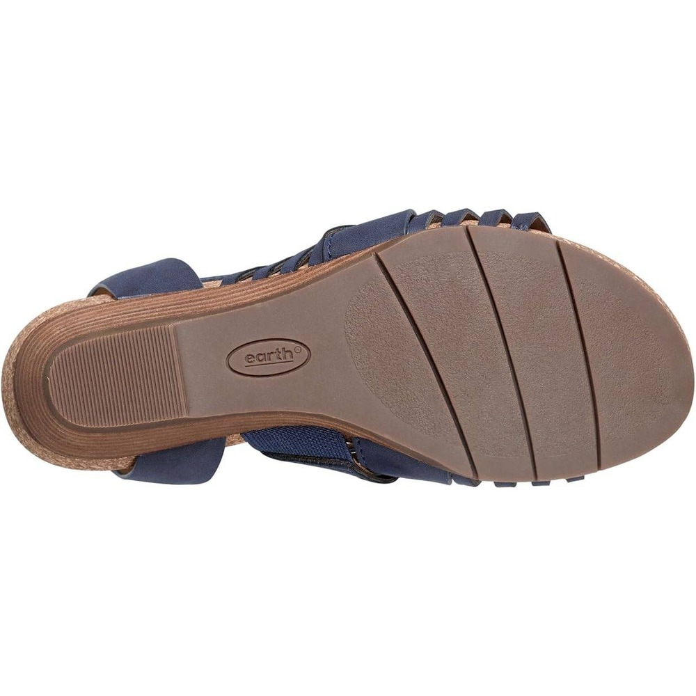 Earth Womens Hattie Fisherman Wedge Sandals Dark Blue Leather Strappy Size 8.5 - Picture 5 of 6